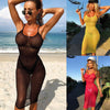 Women Sexy Crochet Mesh Swimwear Beach Dress Bikini Cover Up Summer Bathing Suit See-through One Piece Swimming Costume