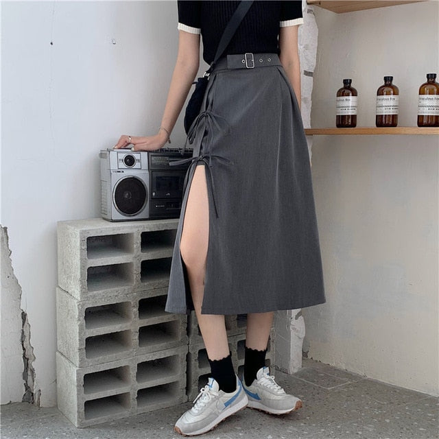 Long Skirt Solid Simple All Match High Waist Skirt Korean Fashion