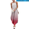 Grid Printed Sleeveless  Women Causal Summer Beach Dress