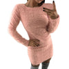 Fleece Warm Sweaters Long Sleeve Solid Jumper Pullover Top Bottoming Dress