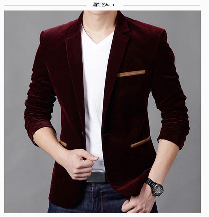 Fall 2018 new men's clothing Cultivate one's morality thickening corduroy leisure suit Fashion pure color BO