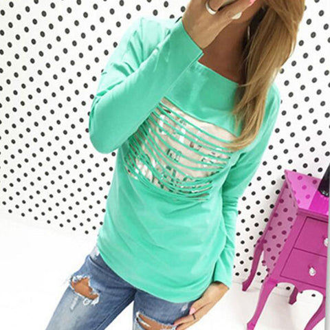 Loose T-shirt Long Sleeve Cotton Tops Pullover Letters Print T-shirts