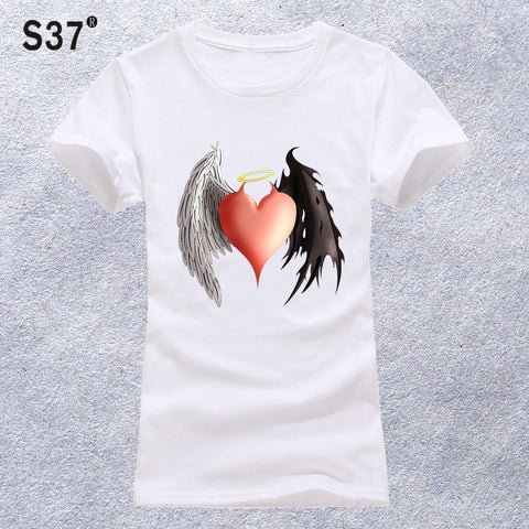 Demons and angels love T Shirt Women Summer Animal T-shirt