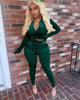 2022 Two Piece Set Women Velvet Hoodied Long Sleeve Crop Top Stacked Pants Leggings 2 Piece Set Outfits Tracksuit Sweatsuit