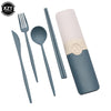 Portable Reusable Spoon Fork Chopsticks Knife Wheat Straw Tableware Cutlery Set Travel Picnic Camping Dinnerware Kits