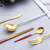 Tableware Stainless Steel Cutlery Golden Silvery Glossy Coffee Spoon Dinnerware Dining Fork Knife Dinnerware Kitchen Flatware