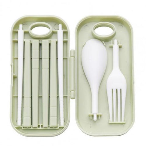 Student Korean Portable Plastic Set Cutlery Creative Good-looking Reusable Outdoor Cutlery With Box Camping Travel Flatware