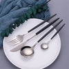 Black Silver Fork Spoon Knife Stainless Steel Cutlery Set Silverware Tableware Chopsticks Dinnerware IceTea Spoon Flatware Set