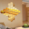 12Pcs 3D Mirror Wall Stickers Hexagon Shape DIY Large Wall Decor Sticker Adesivo Parede Home Decoration Art Mirror Ornaments