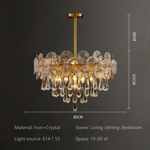 Modern Lotus Ceiling Chandelier for Living Room American Luxury Crystal Bedroom Restaurant Hanging Light Home Decor Pendent Lamp