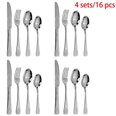 Stainless Steel Cutlery Set Portable Dinnerware Set Tableware Knife Fork Spoons Set Kitchen Utensils Sets Gift
