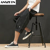 ANSZKTN 2021 Summer Fashion brand Loose youth Day beltless casual solid color cropped pants trend casual pants for men