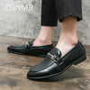 CHNMR-S Shoes For Men England Thick base Block Dress Shoes Slip-on Comfortable Fashion Leather New Trending Products Big Size