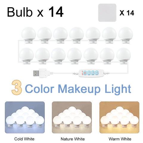 LED Detachable Bulbs Professional Bathroom Makeup Mirror Lamp USB Power Cosmetic Mirror Light Dressing Table Vanity Lights