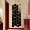 12Pcs Hexagon Acrylic Mirror Wall Stickers Self Adhesive Wall Sticker Room Decal Decor Shower Makeup Tiles Decorative Mirrors