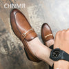CHNMR-S Shoes For Men England Thick base Block Dress Shoes Slip-on Comfortable Fashion Leather New Trending Products Big Size