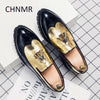 CHNMR-S Fashion Thick base England Style Shoes For Men genuine leather Color matching Pointed Toe Comfortable Block Big Size