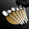 Korean Golden Long Handle Spoon Fork Chopsticks Teaspoons Home Tableware Stainless Steel Cutlery Set New Kitchen Dinnerware