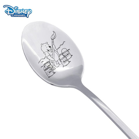 Disney Anime Winnie the Pooh Metal Stainless Steel Spoons Forks Kitchen Dinnerware Coffe Spoon Fruit Fork Cake Spoon Food Picks