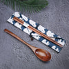 Japanese Wooden Tableware Set Portable Chopsticks Spoon Cutlery Set Travel Dinnerware Suit 1 Pairs Chopstick +1 Spoons