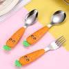 3/1pcs Baby Gadgets Tableware Children Utensil Stainless Steel Toddler Dinnerware Cutlery Cartoon Infant Food Feeding Spoon Fork