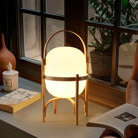 Japanese Natural Wood Glass Table lamp Modern decorative Led Standing Lamp Living Room Bedroom Bedside Study Tabletop Lighting