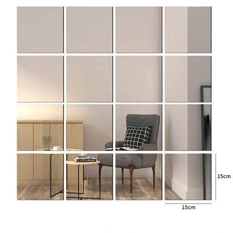 Square Mirror 3D Decorative Wall Mirror DIY For Living Room Bedroom Self-Adhesive Acrylic Wall Decals Setting Wall Decoration