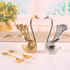 Stainless Steel Creative Dinnerware Set Decorative Swan Base Holder with 6 Spoons for Coffee, Fruit,Dessert,Stirring, Mixing