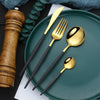 Mirror Black Gold Stainless Steel Cutlery Set Christmas Tableware Dinnerware Set Coffee Ice Dessert Tea Spoons with Long Handle