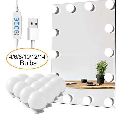 LED Detachable Bulbs Professional Bathroom Makeup Mirror Lamp USB Power Cosmetic Mirror Light Dressing Table Vanity Lights