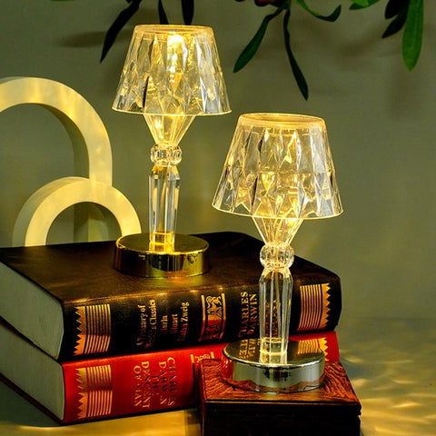 Led Crystal Table Lamp With Base Multipurpose Battery Operated Bedroom Bedside Lamp Night Lights