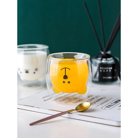 drinking glasses cute double-layer glass heat-resisting creative cups