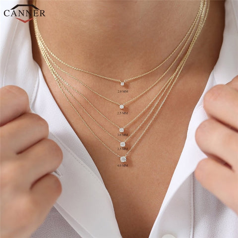 CANNER 925 Sterling Silver Necklace Women Cubic Zirconia Necklace
