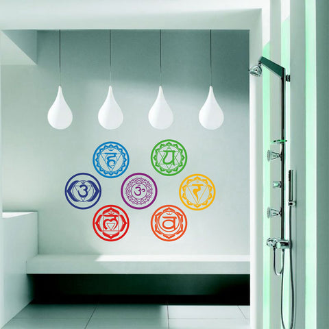 Chakras Vinyl Stickers (set of 7 pieces)- Health Aum Meditation Yoga Om Meditation Symbol Art Wall Decals home decoration