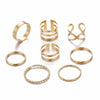 Original Design Gold Color Round Hollow Geometric Rings Set For Women