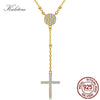 KALETINE 925 Sterling Silver Rosary Necklaces Trendy Gold Jewelry