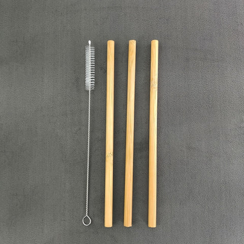 Natural Bamboo Straw Reusable Drinking Straws with Case + Clean Brush