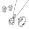 Kinel 18K Gold Zircon Jewelry Sets Engagement Ring Necklace Earring for Bridal Wedding
