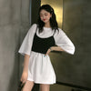 White Loose Simple Long Tees Sexy Bow Solid Camis Girls Stylish