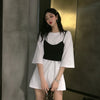 White Loose Simple Long Tees Sexy Bow Solid Camis Girls Stylish