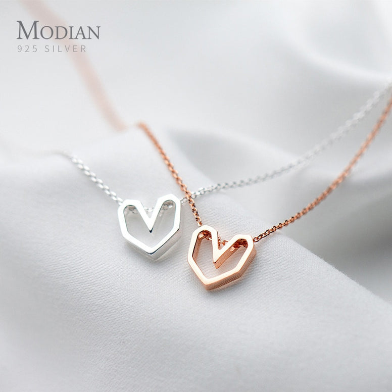 Modian Rose Gold Color Geometric Heart Choker Necklace