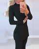Suit Casual Knit Beaded Side Slit Long Sleeve Top Sweater Long Pants Set