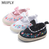 Big Bow Floral Embroidery Baby Soft Sole