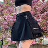 Black Skirt Punk Gothic Women Sexy Patchwork Bandage Mini Skirt Streetwear