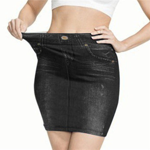 Seamless Jean Skirts Short Slim High Waist Elastic
