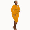 Deep V Collar High Waist Solid Color Long Sleeve Evening Dresses Fashion Clothing