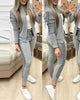 Tracksuit Zipper Top And Pants Casual Sport Suit Winter 2 Piece Woman Set