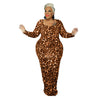 Leopard Dress Plus Size Women Clothing Bodycon Stretch Maxi Dress