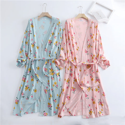 Waffle Kimono Bride Bathrobe and Night Gown Robe for Women