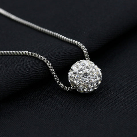 Crystal Ball Necklaces Silver Plated Link Clavicle Chain Rhinestone Beads Pendants Choker Women Fashion Jewelry Accessories